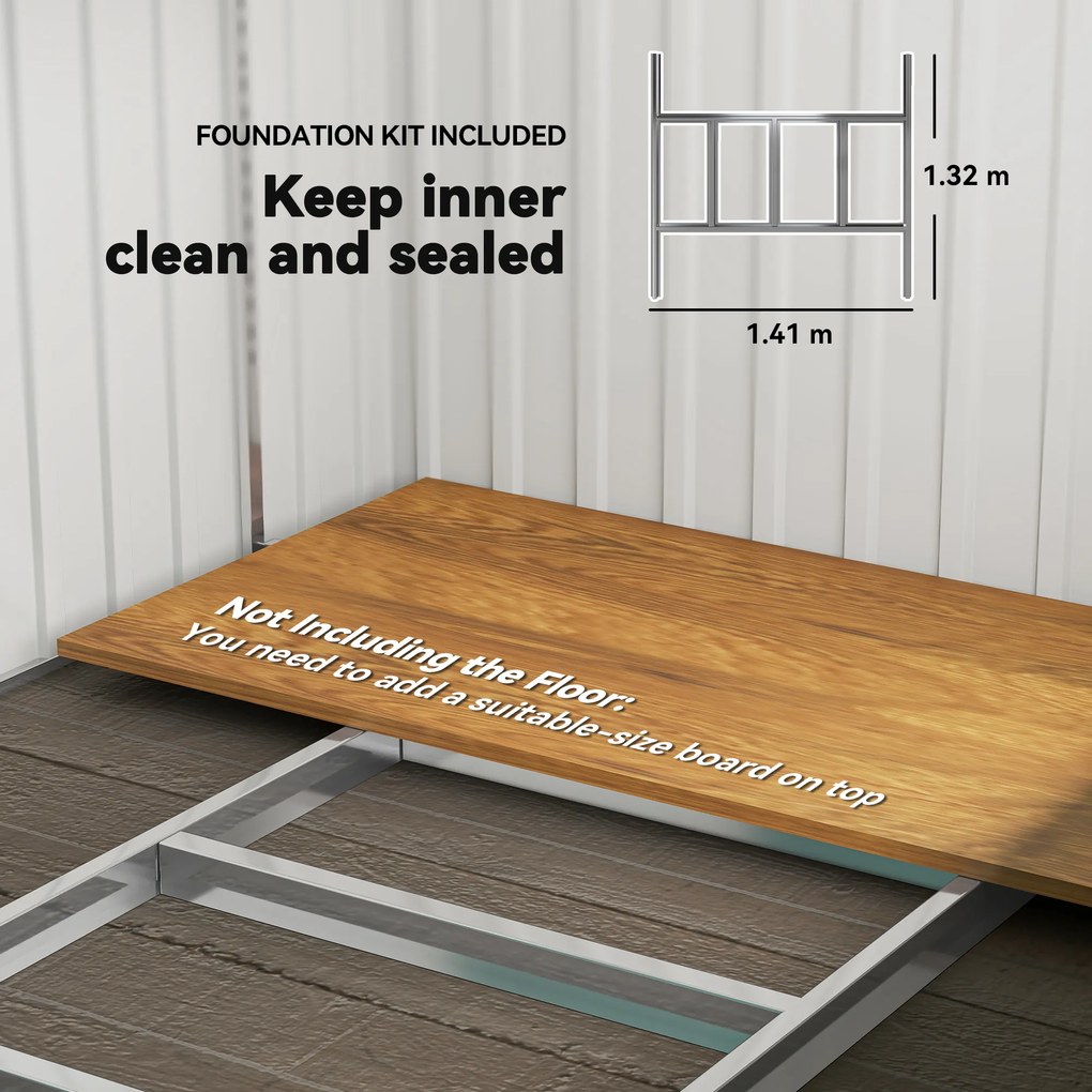 Outsunny Magazie Grădină din Oțel, Ușă Glisantă, pentru Căsuță de Unelte, Căsuță de Grădină, 154x206.5x160/181 cm, Albă | Aosom Romania