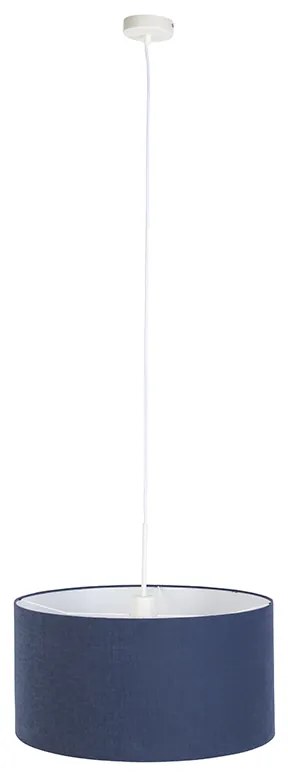 Lampă modernă cu pandantiv alb cu abajur albastru antic 50 cm - Combi 1