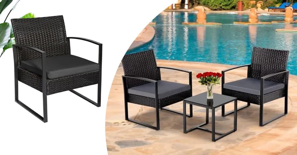 Set mobilier de exterior pentru 2 persoane cu masuta de cafea