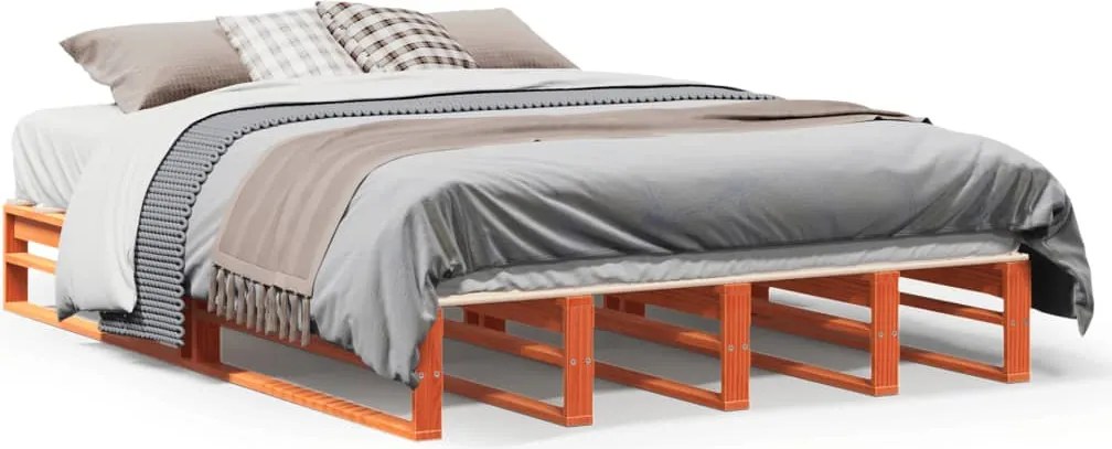 vidaXL Cadru de pat fără saltea, maro ceruit 150x200 cm lemn masiv pin