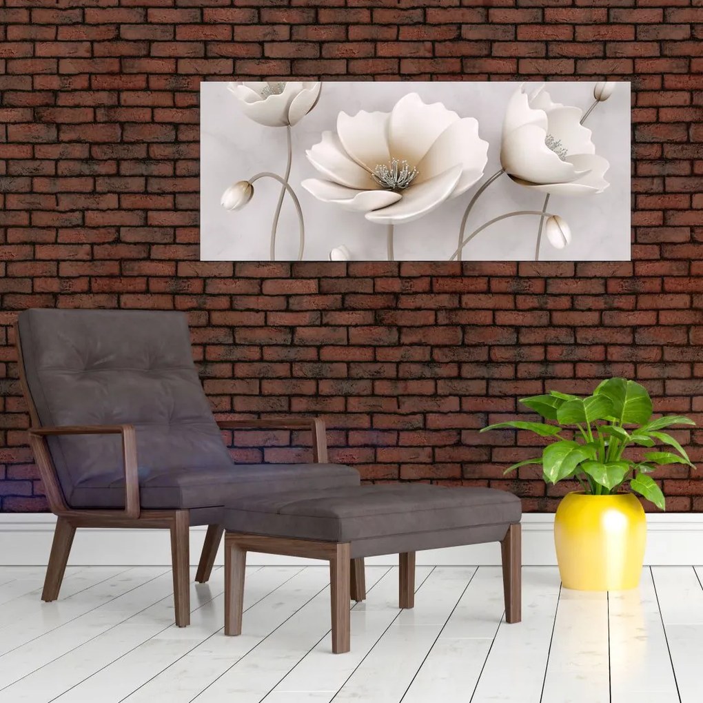Tablou cu florile albe (120x50 cm)