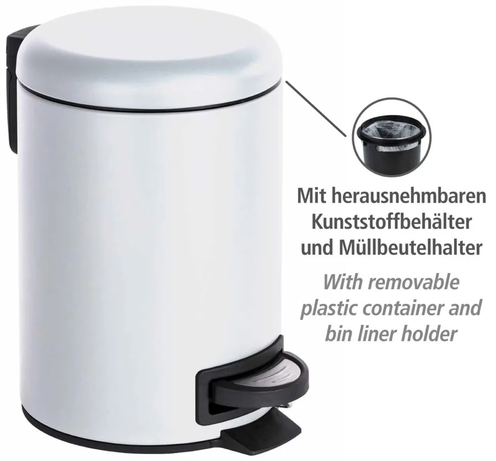 Coș deșeuri Wenko Leman, 3L, alb