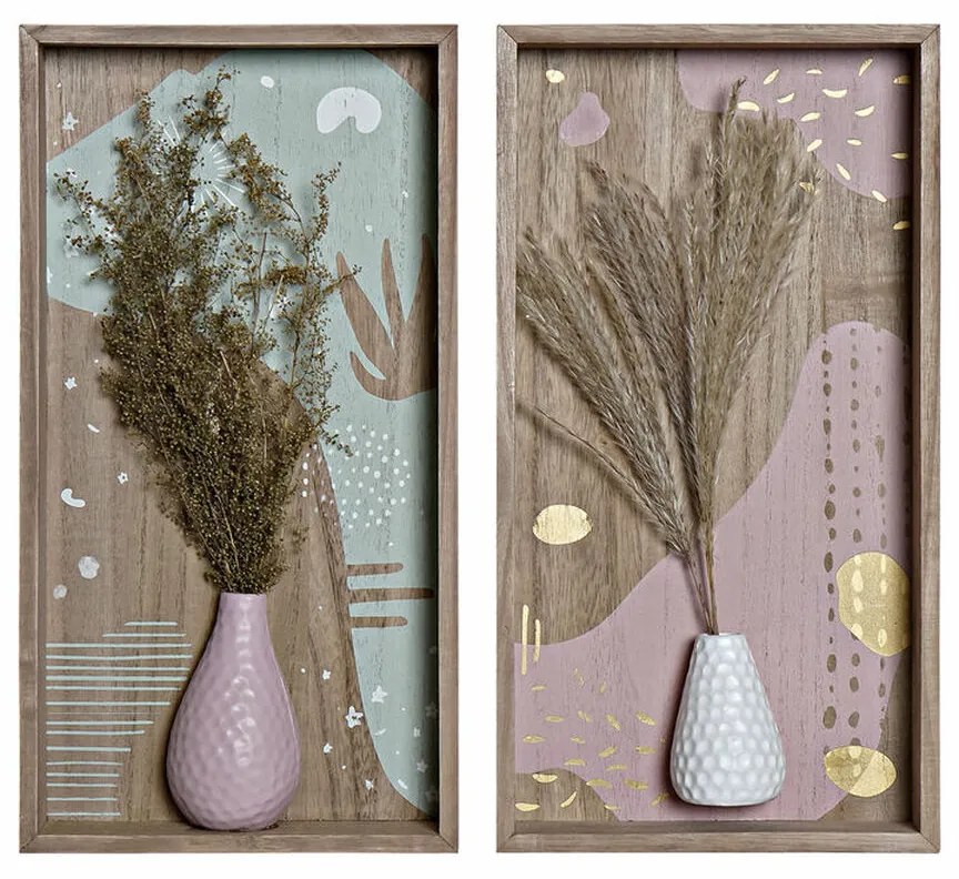 Decorațiune de perete dkd home decor lemn mdf (20 x 4 x 38 cm) (2 pcs)