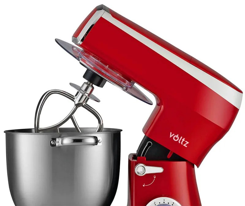 Resigilat: Mixer planetar Voltz V51115A, 2100W, 7,5 litri, 6 viteze + Pulse, 3 agitatoare, Rosu