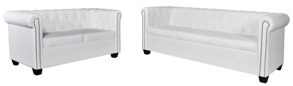 272250 vidaXL Canapea Chesterfield cu 2 și 3 locuri, piele ecologică, alb