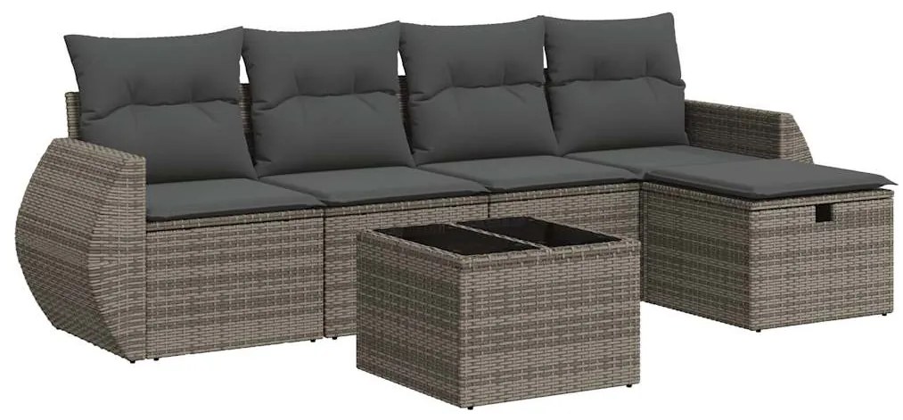 3325576 vidaXL Set mobilier grădină cu perne, 6 piese, gri, poliratan