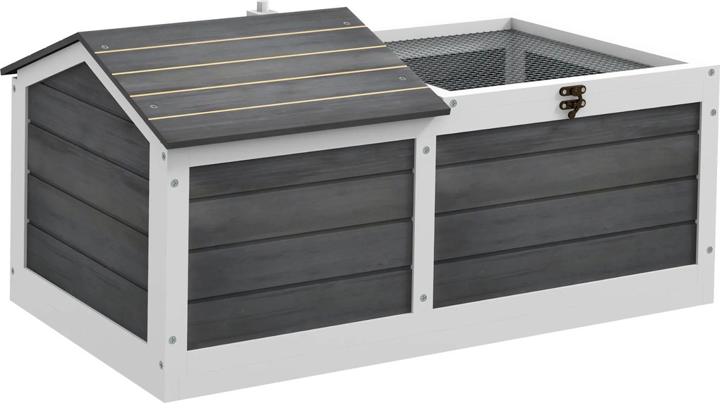 PawHut Casa Tarc pentru Animal Mic cu 2 Spații, 86 x 54 x 43 cm, Lemn de Brad | Aosom Romania