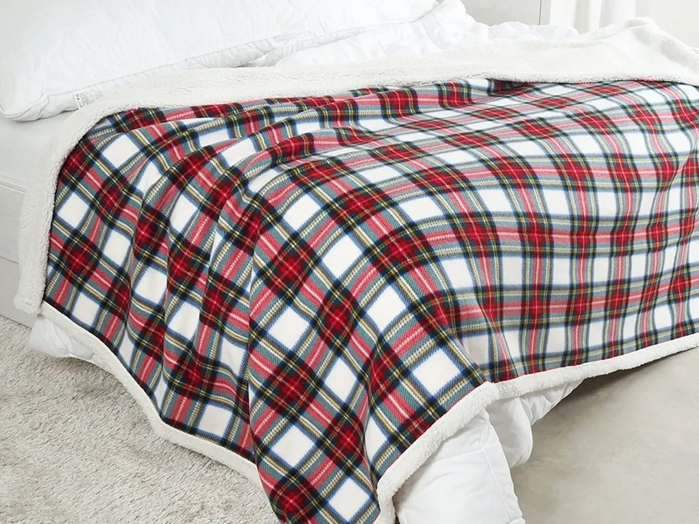 Patura din microplus, imitatie de miel BUFFALO TARTAN colorata Dimensiune: 150 x 200 cm