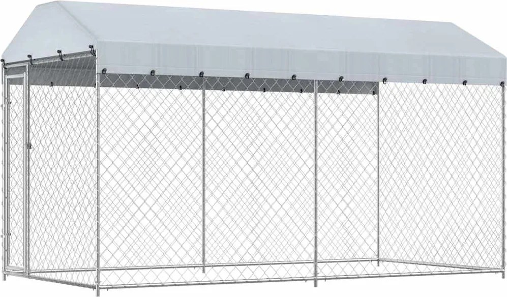 vidaXL Padoc de exterior cu prelată pentru câini, 382x192x225 cm