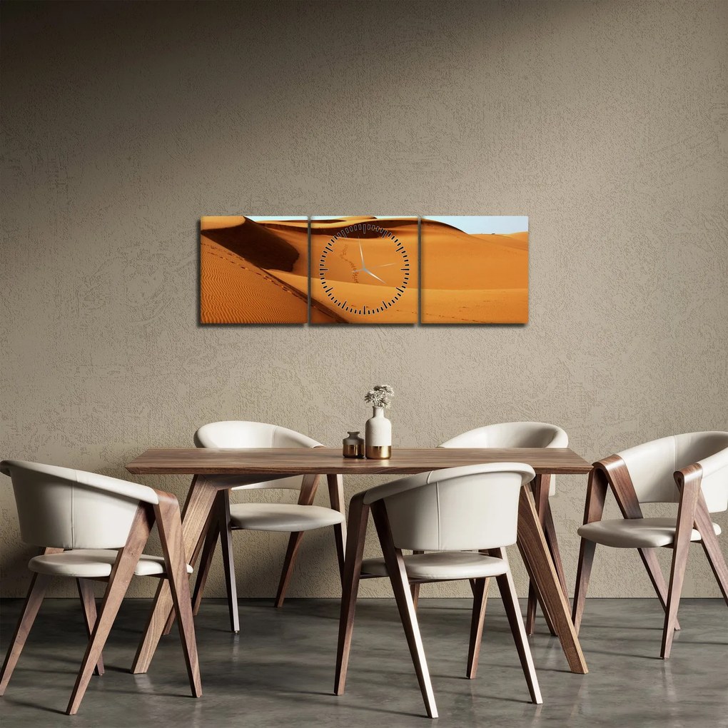 Tablou - Pași în deșert (cu ceas) (90x30 cm)