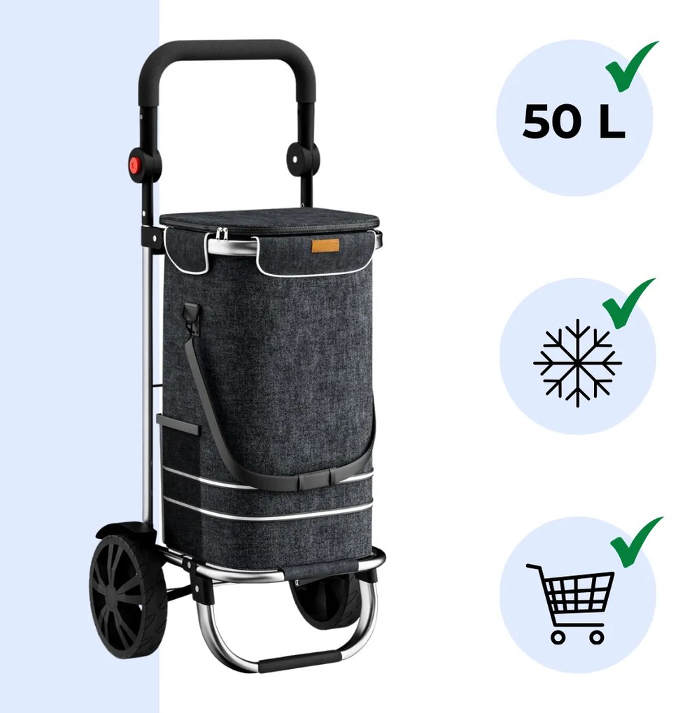 Jurhan Geantă de cumpărături pe roți EASY, 50L, negru