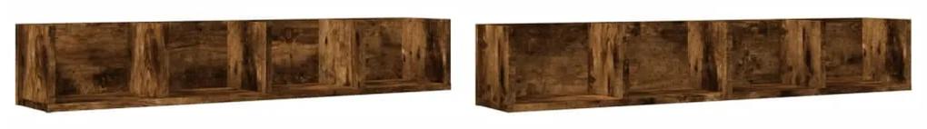 840452 vidaXL Dulapuri de perete, 2 buc., stejar fumuriu, 99x18x16,5 cm, lemn