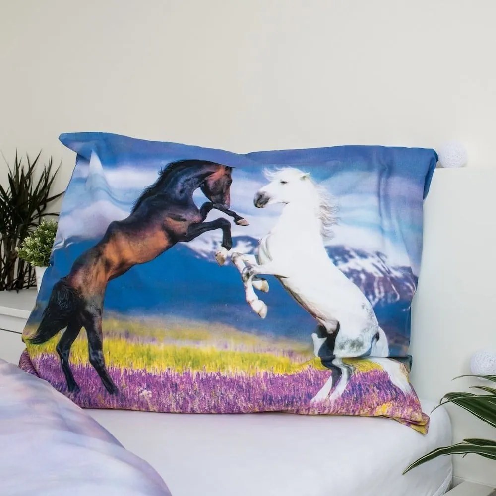 Lenjerie de pat pentru copii din bumbac pentru pat de o persoană 140x200 cm Horse "Meadow" – Jerry Fabrics