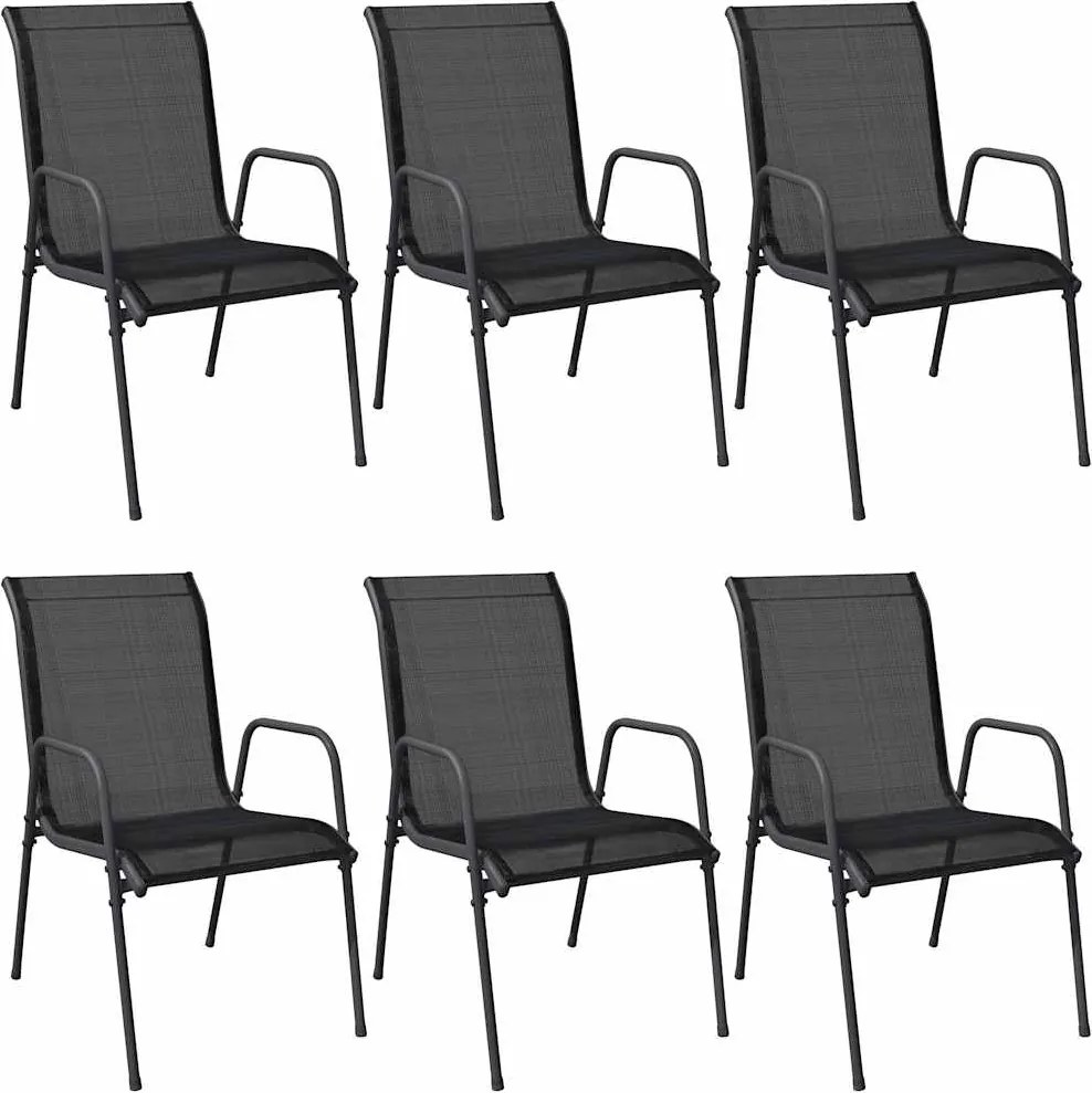 vidaXL Scaune de grădină, 6 buc., negru, oțel și textilenă