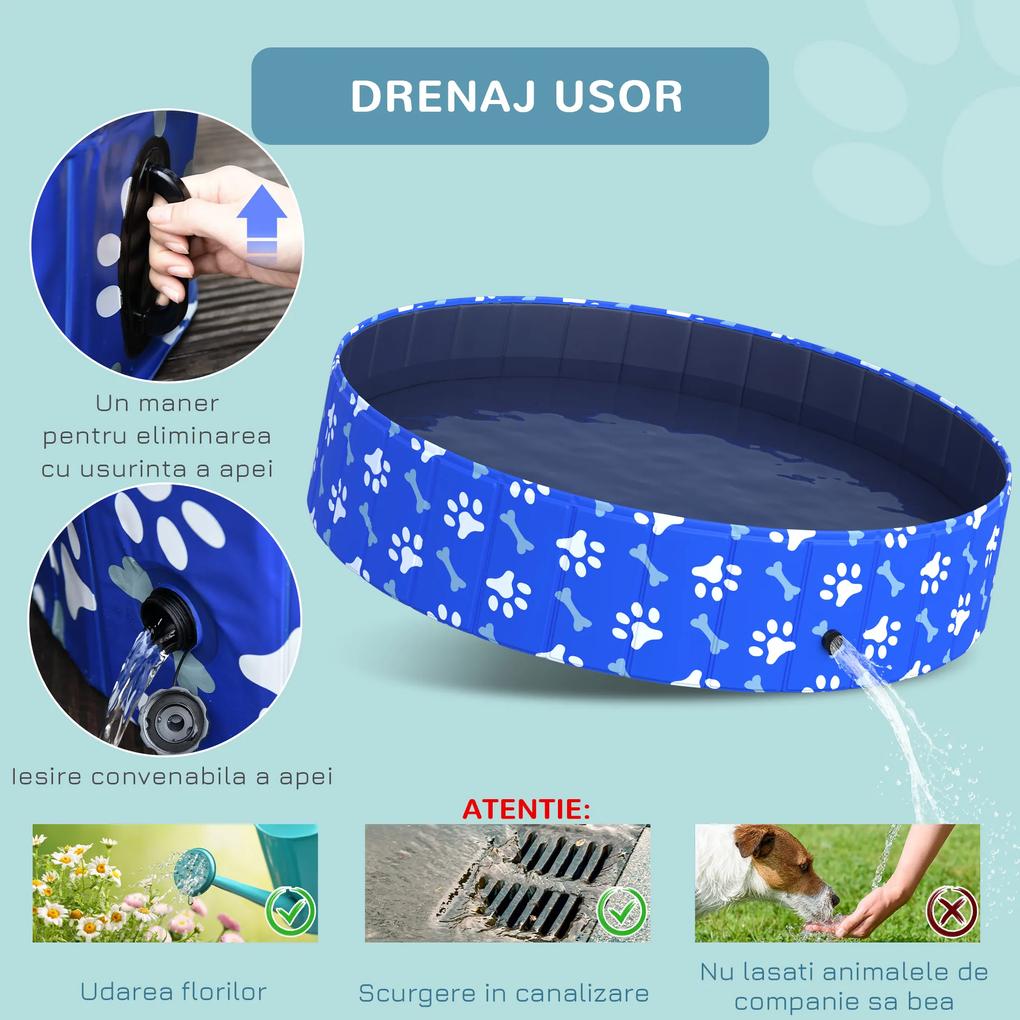 PawHut Piscină Rezistentă pentru Câini Mari, Anti-Alunecare, pentru Grădină/Interior, Φ140x30cm, Plastic Dur | Aosom Romania
