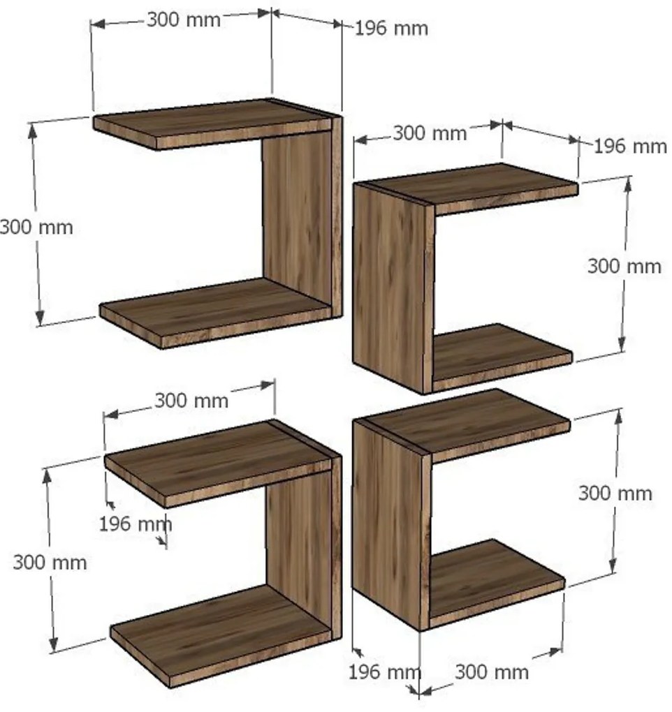 Raft de bază Sapphire Oak, 4 buc