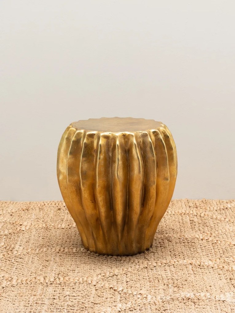 Masuta laterala, din rasina, cu aspect vintage, gold Cactus