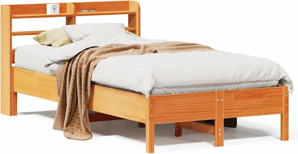 vidaXL Cadru pat fără saltea, maro ceruit, 100x200 cm, lemn masiv pin