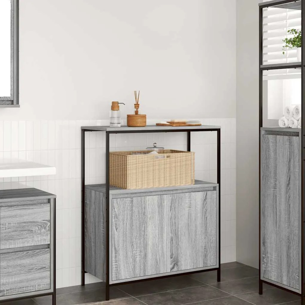 vidaXL Dulap de baie cu rafturi Gri Sonoma 76,5x35x95 cm