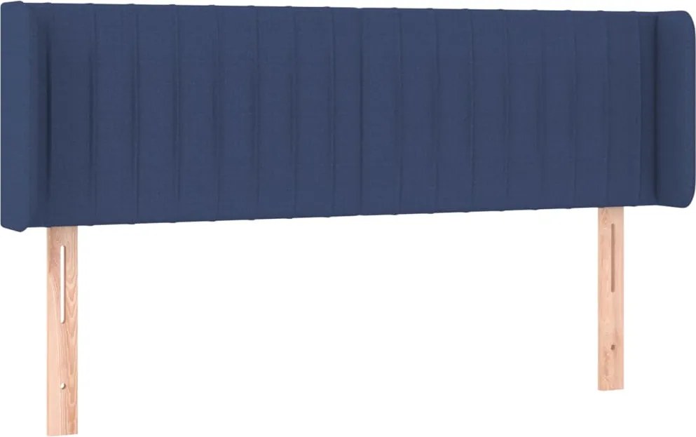 vidaXL Tăblie de pat cu aripioare, albastru, 147x16x78/88 cm textil