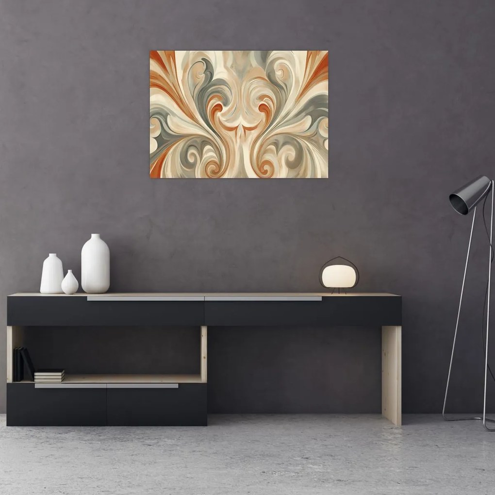 Tablou - Vârtejuri în culori pământii (70x50 cm)