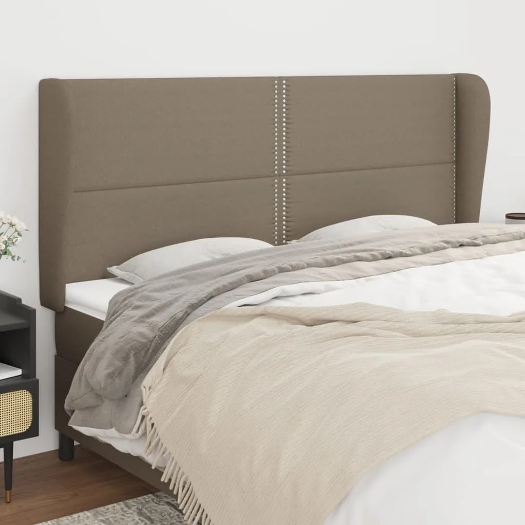 vidaXL Tăblie de pat cu aripioare gri taupe 183x23x118/128 cm textil