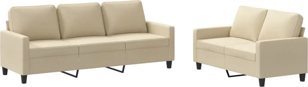 vidaXL Set de canapele cu perne, 2 piese, crem, textil
