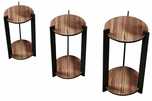 Suport pentru flori Flower Desk Round - Nuc