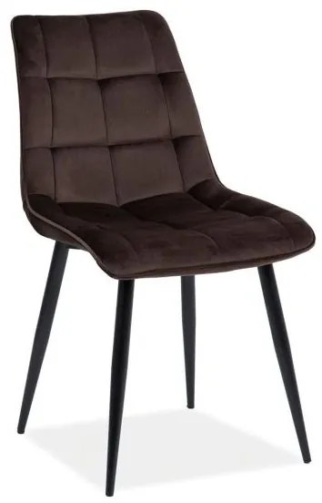 Scaun elegant catifea si picioare negre Chic Velvet maro
