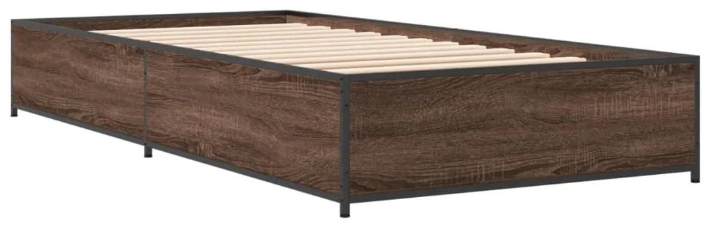 845110 vidaXL Cadru de pat, stejar maro, 100x200 cm, lemn prelucrat și metal
