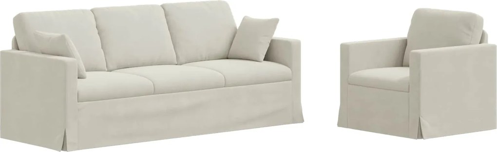 vidaXL Set de canapea 2 pcs Crem 198 x 78 x 80 cm Catifea