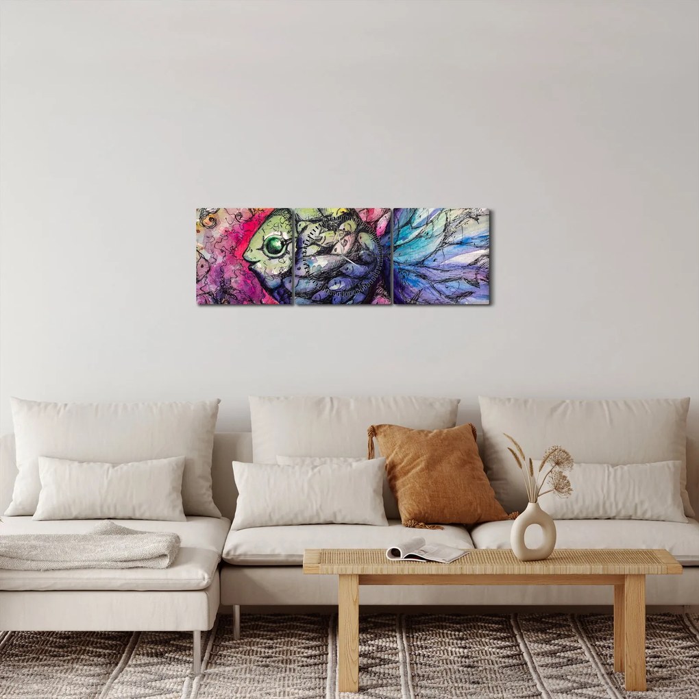 Tablou - Peștișorul colorat (cu ceas) (90x30 cm)