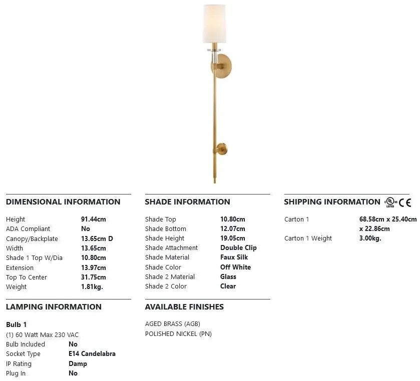 Aplica de perete design clasic AMHERST big, alama antichizata