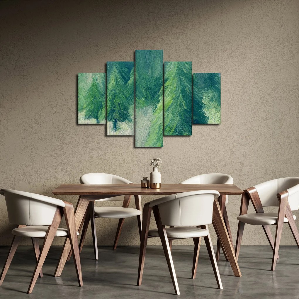 Tablou - Conifere pictate (150x105 cm)