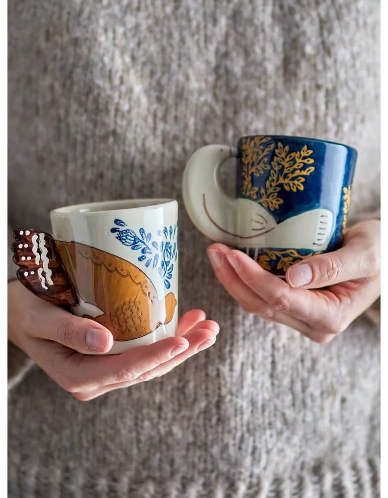 Cană albastră din gresie 260 ml Hezha – Bloomingville