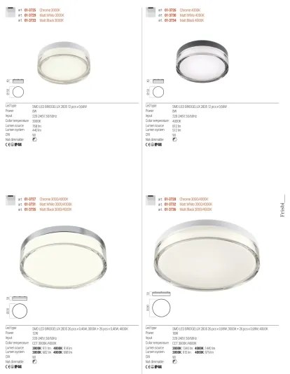 Plafonieră LED Redo 01-3729 FRISBI LED/8W/230V IP44 alb