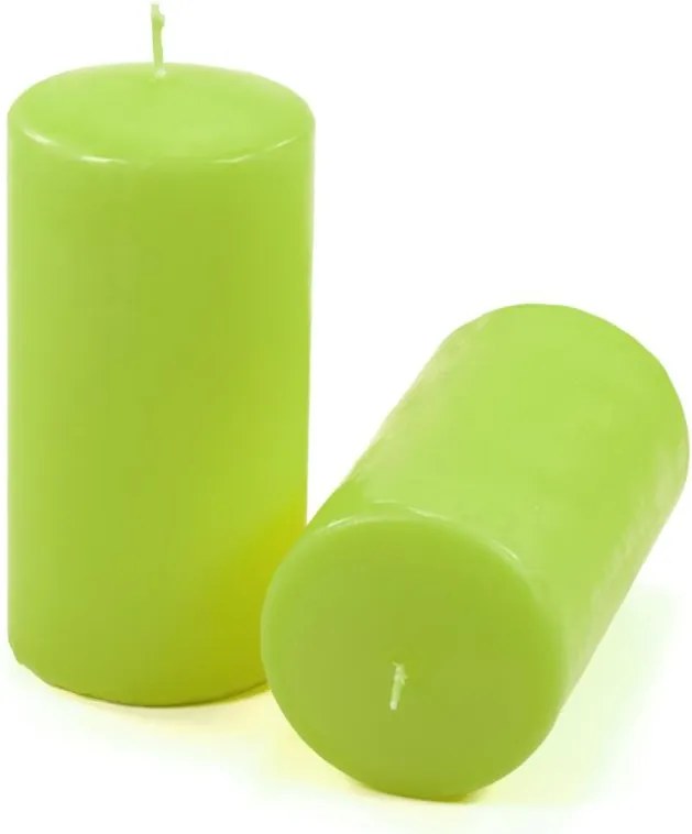Set de lumânări pilon, 15 cm, Ø 7,5 cm, verde deschis, 4 buc