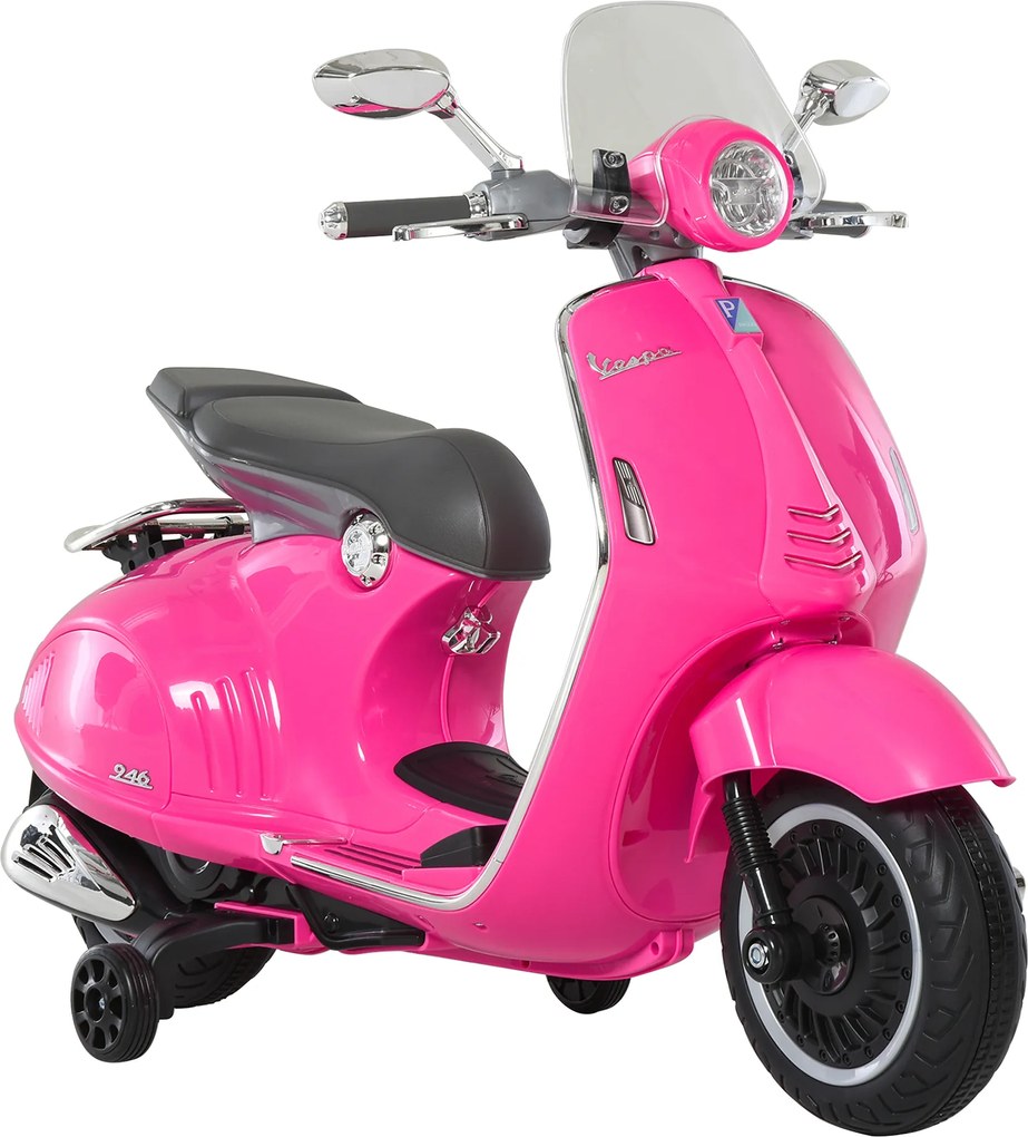 HOMCOM Motocicletă Jucărie, Motocicletă pentru Copii 3+ Ani din PP și Oțel cu 2 Roți Suplimentare, 108x49x75 cm, Roz | Aosom Romania