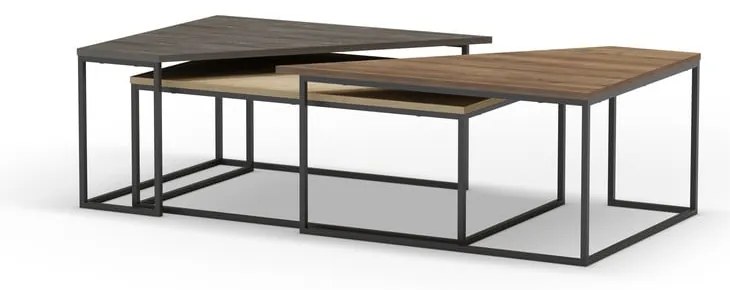 Măsuțe de cafea în culoare naturală 3 buc. cu blat cu aspect de lemn de nuc 70x110 cm Titan – Marckeric