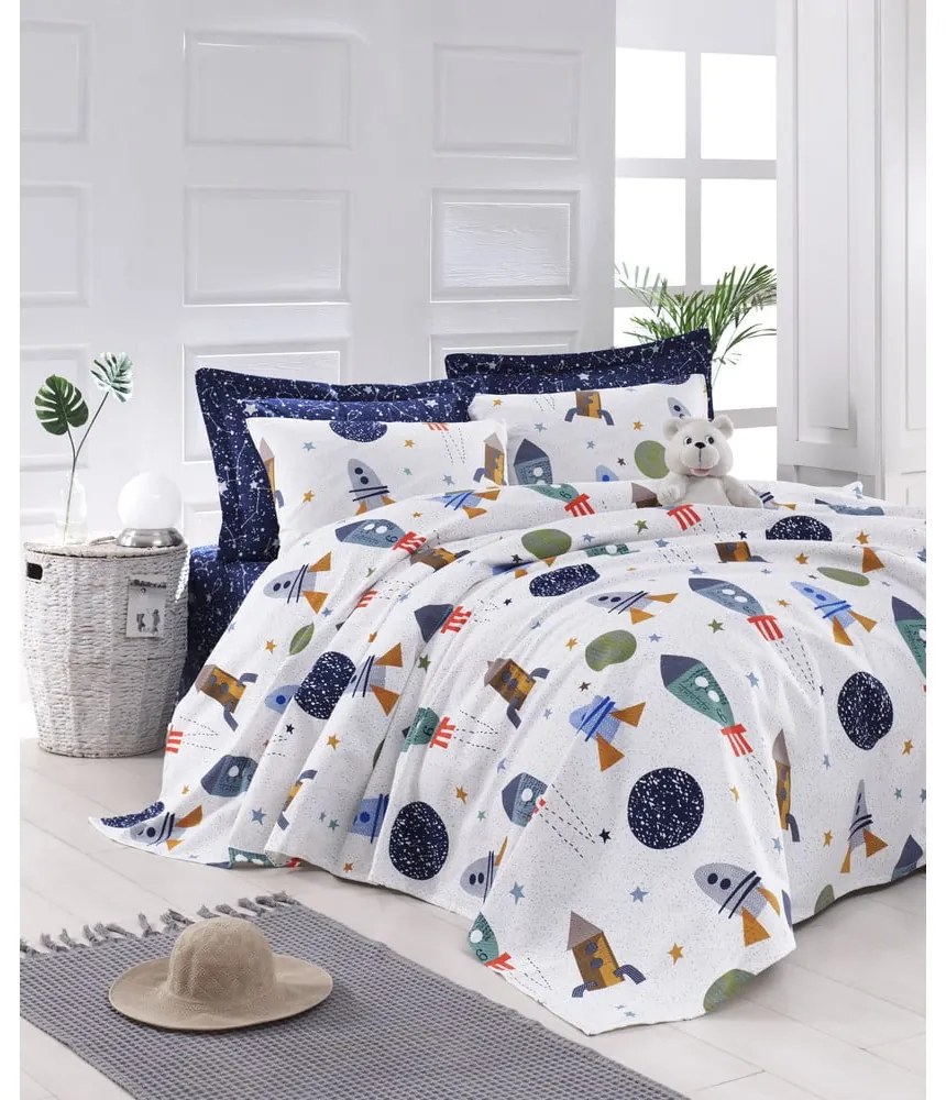 Cuvertură pentru copii albă din bumbac 140x200 cm Spacex – Mijolnir