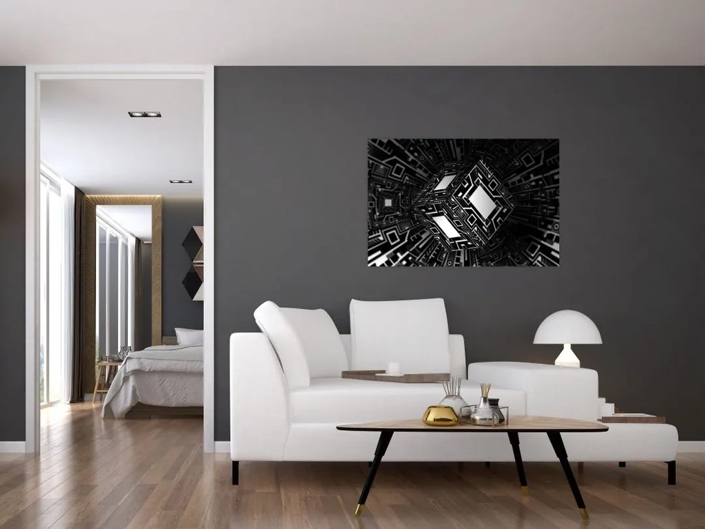 Tablou cu un cub abstract (90x60 cm)