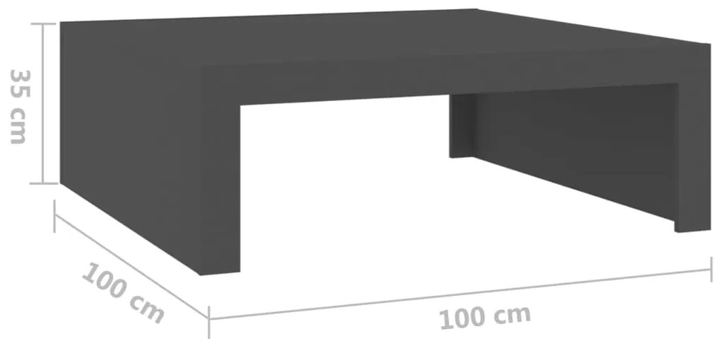 Masuta de cafea, gri, 100x100x35 cm, PAL 1, Gri