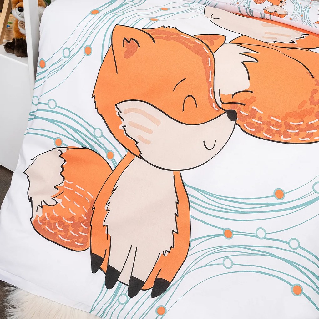 Lenjerie de pat pentru pătuț din bumbac 4Home Foxes, 100 x 135 cm, 40 x 60 cm