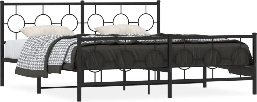 vidaXL Cadru pat metalic cu tăblii de cap/picioare, negru, 183x213 cm