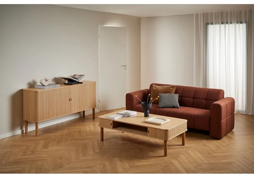 Măsuță de cafea în culoare naturală cu aspect de lemn de stejar 70x130 cm Langley – Actona