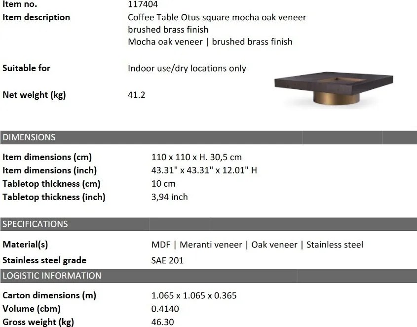 Masuta de cafea design LUX Otus square
