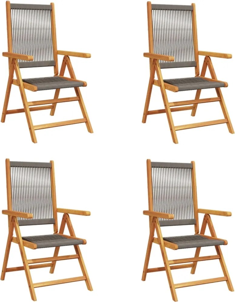 vidaXL Scaune de grădină rabatabile, 4 buc., gri, lemn masiv acacia