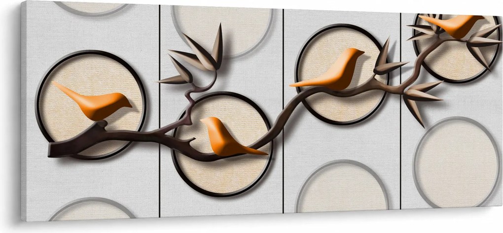 Tablou artistic - Păsărele pe creangă (120x50 cm)