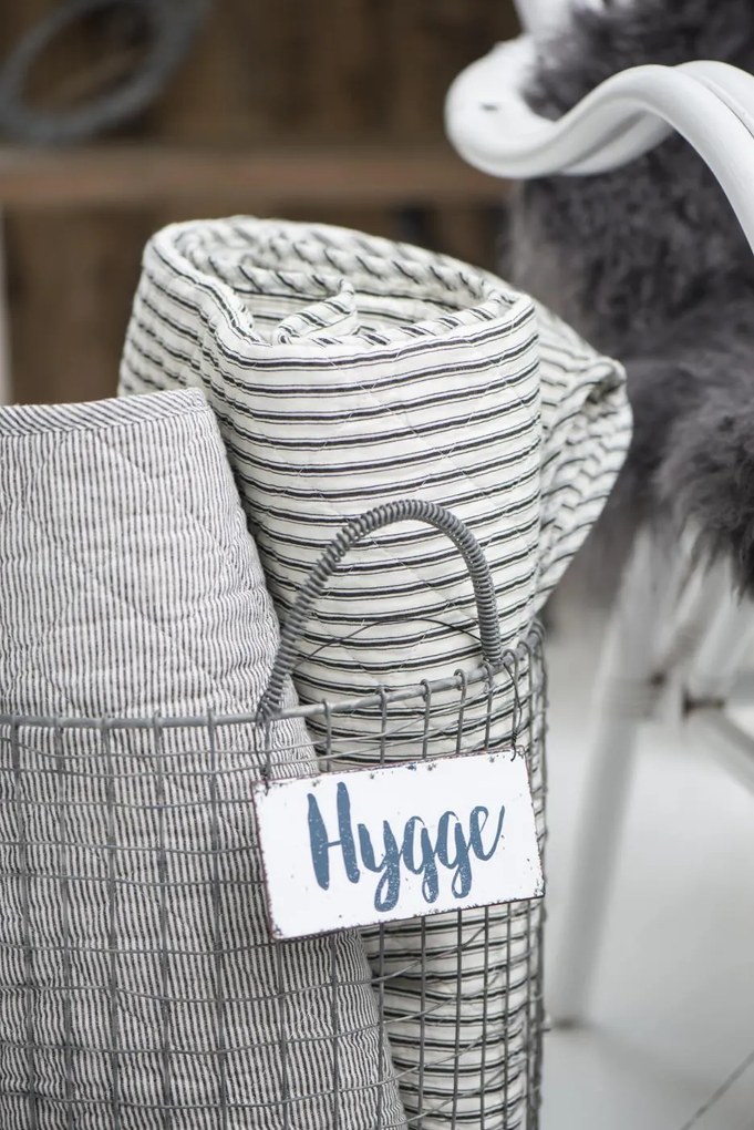 Pilota alba din bumbac cu dungi gri 130x180 cm