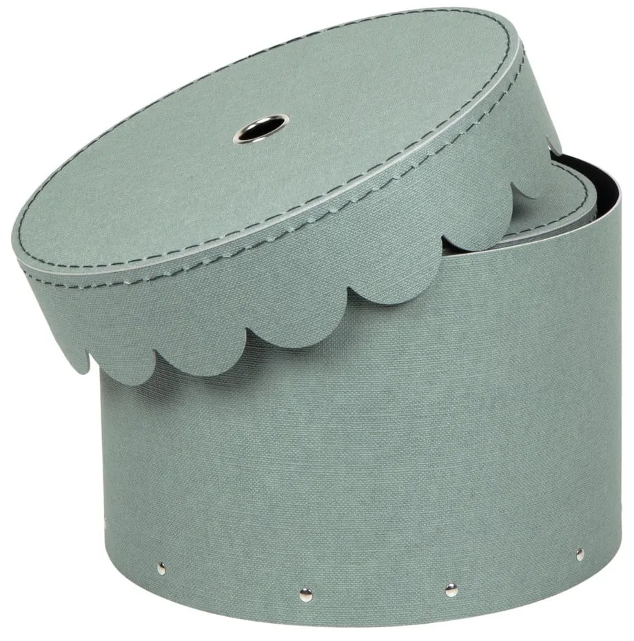 Cutii de depozitare albastru-verde 2 buc. din carton cu capac ø 26x17,5 cm Wilma Canvas Paper Laminate – Bigso